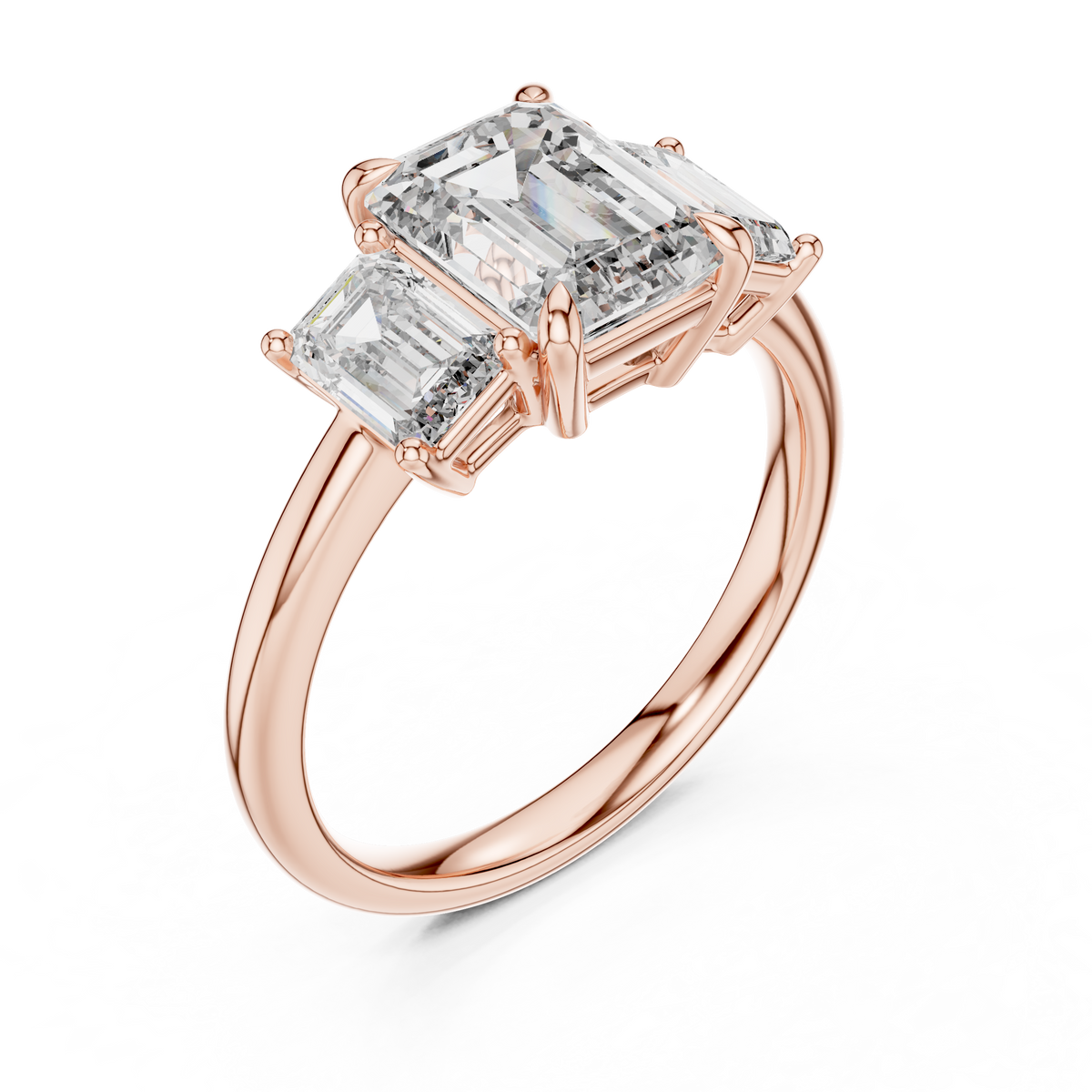 3ct TW Emerald Cut Lab-Grown Diamond Three Stone Ring