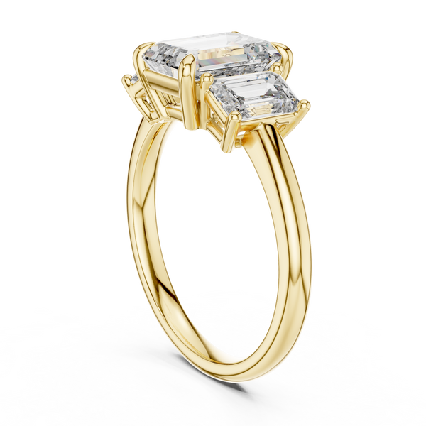 3ct TW Emerald Cut Lab-Grown Diamond Three Stone Ring