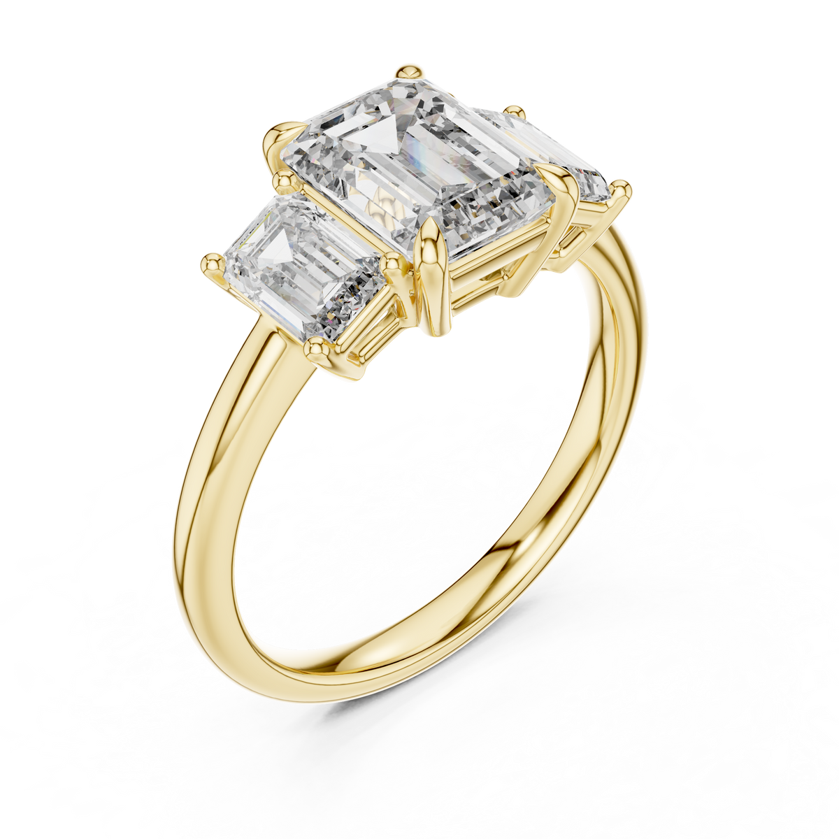 3ct TW Emerald Cut Lab-Grown Diamond Three Stone Ring
