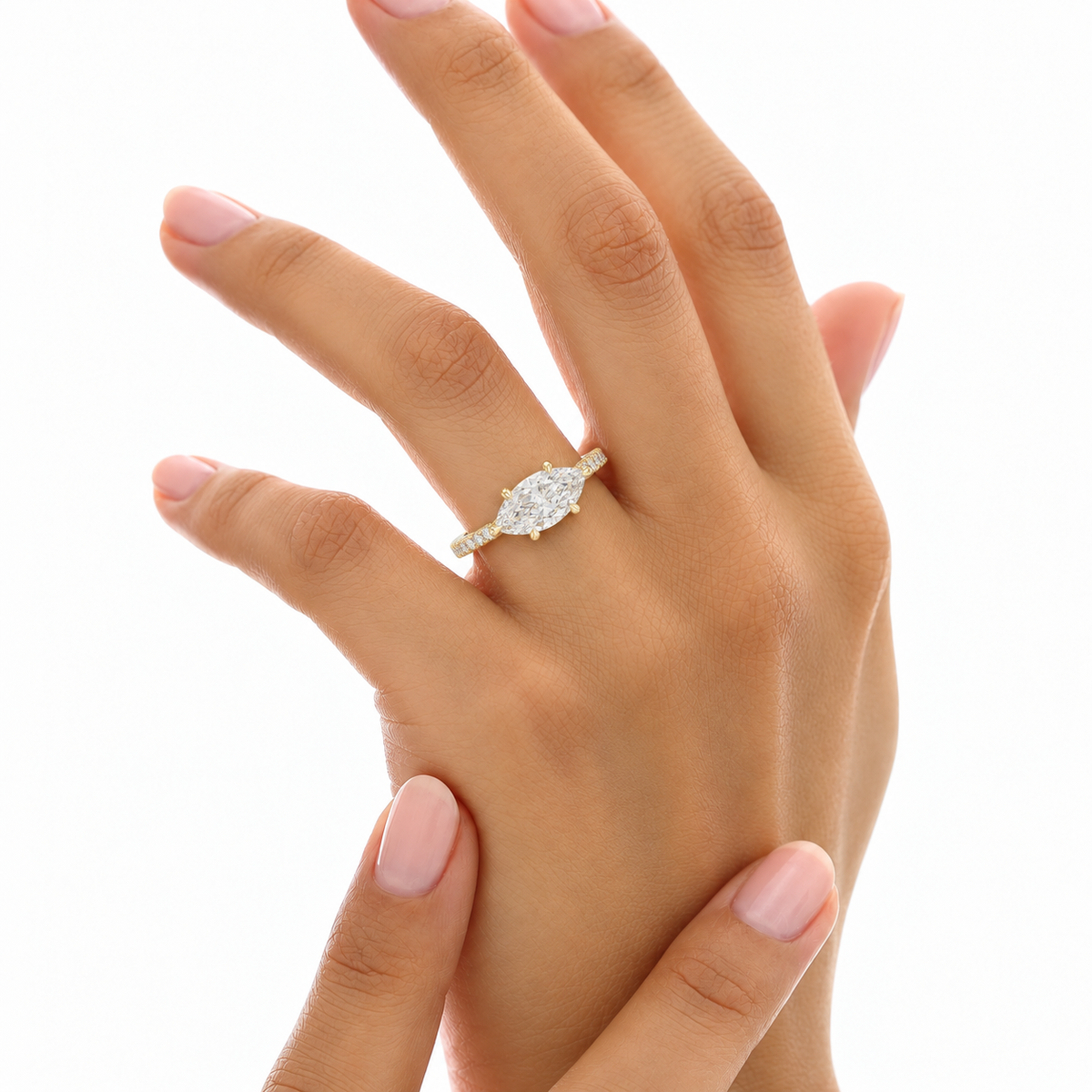 1.89ct TW Marquise Lab-Grown Diamond Pavé Solitaire Ring