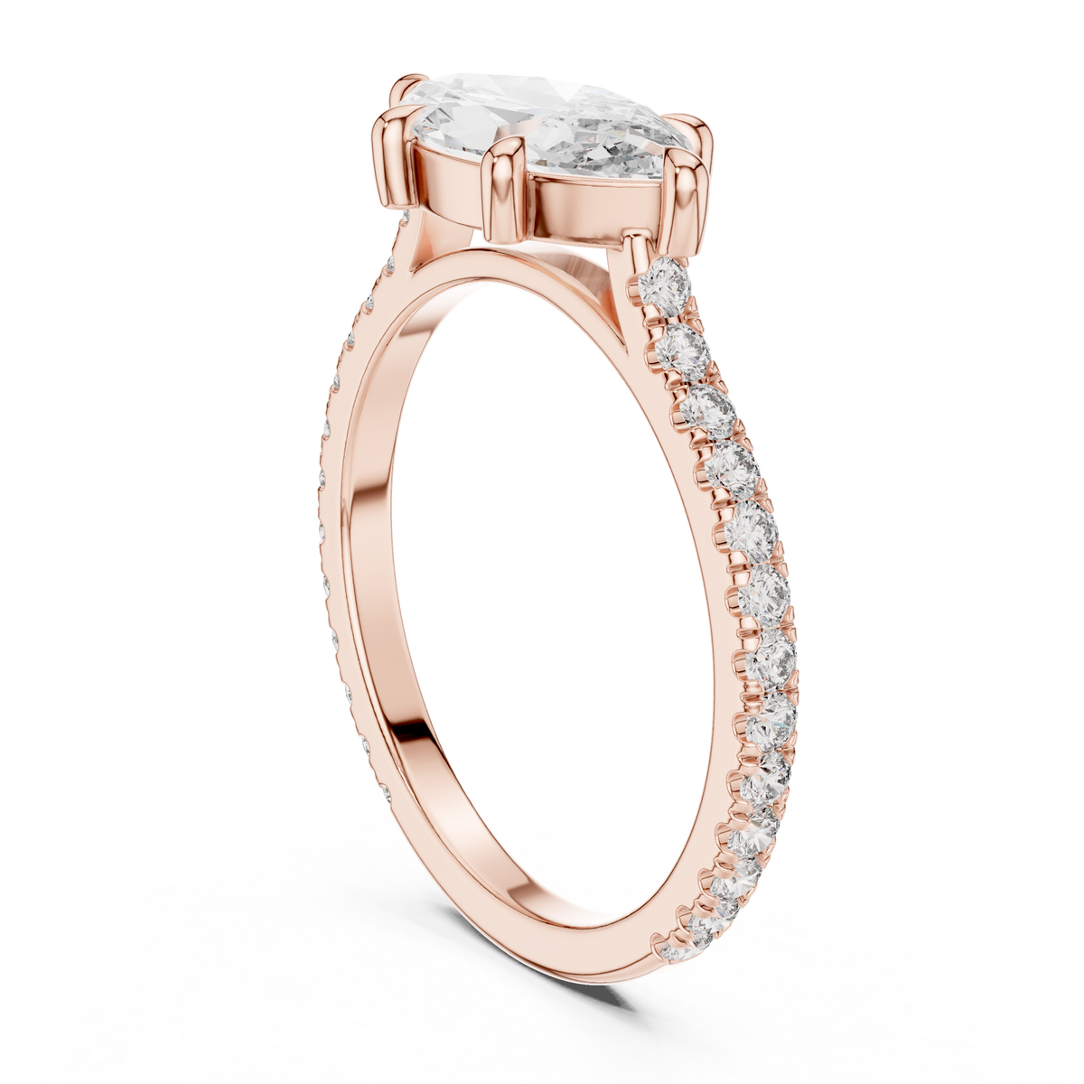 1.89ct TW Marquise Lab-Grown Diamond Pavé Solitaire Ring