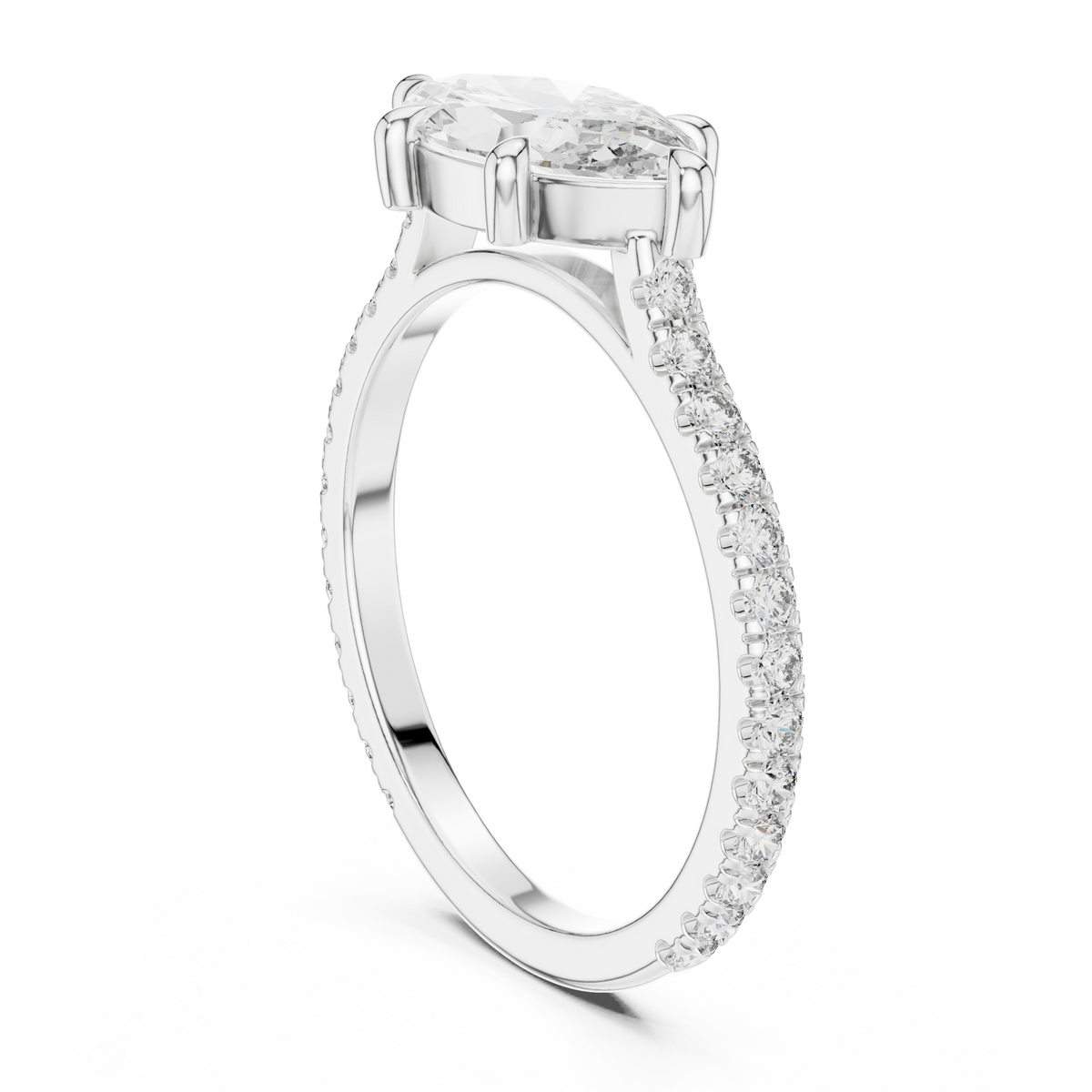 1.89ct TW Marquise Lab-Grown Diamond Pavé Solitaire Ring
