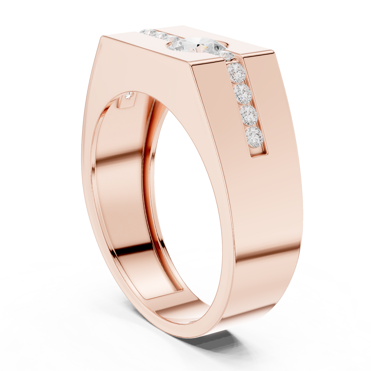 0.60ct TW Round Lab-Grown Diamond Men's Signet Ring