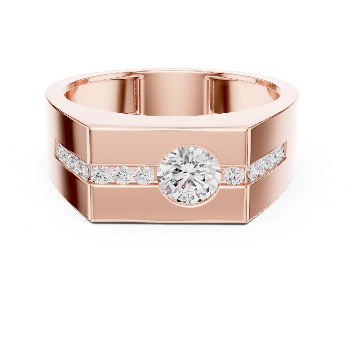 0.60ct TW Round Lab-Grown Diamond Men's Signet Ring