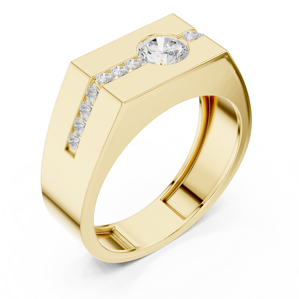 0.60ct TW Round Lab-Grown Diamond Men's Signet Ring