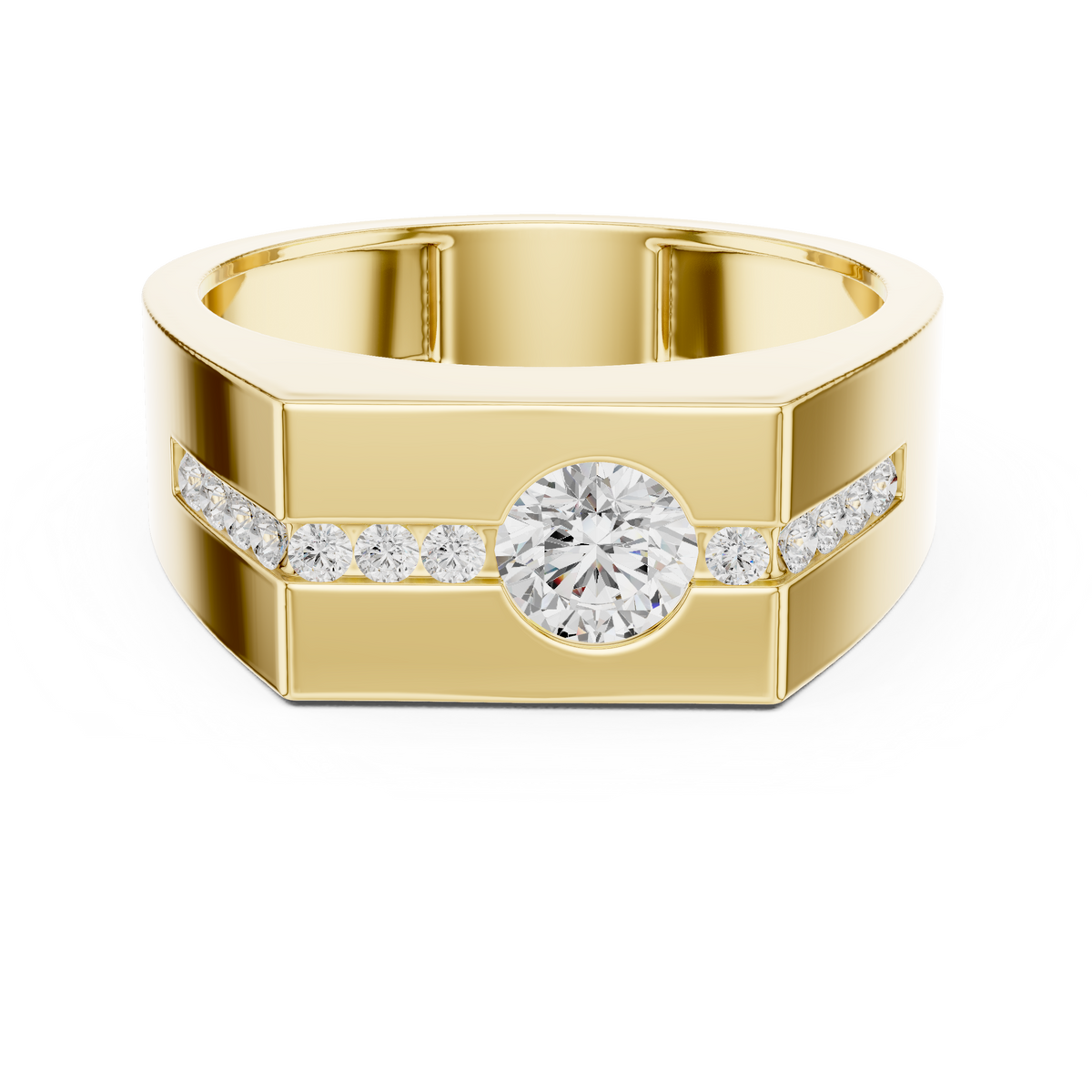 0.60ct TW Round Lab-Grown Diamond Men's Signet Ring