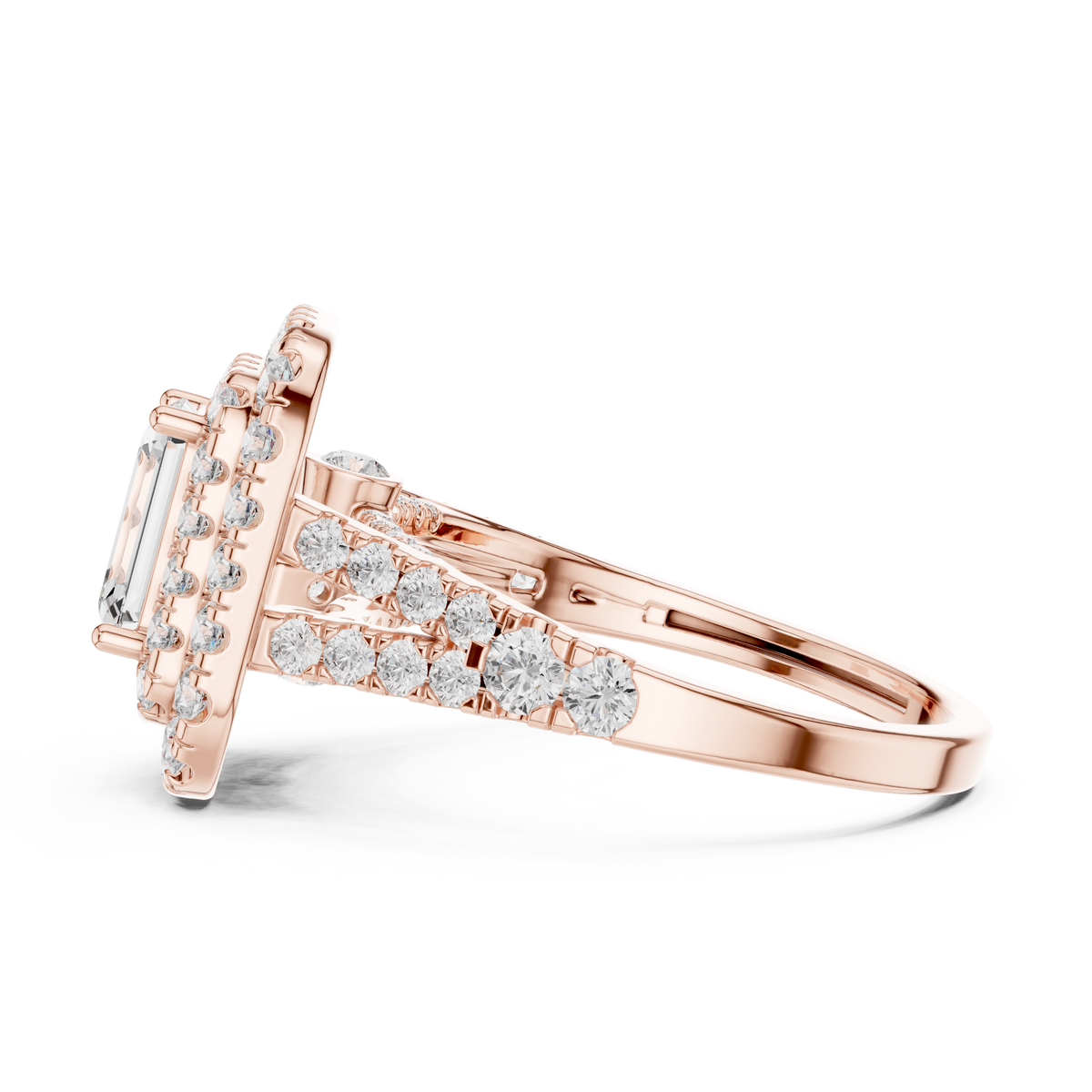 2.5ct TW Emerald Cut Lab-Grown Diamond Double Halo Ring