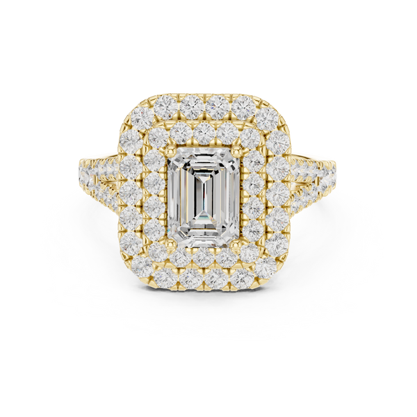 2.5ct TW Emerald Cut Lab-Grown Diamond Double Halo Ring