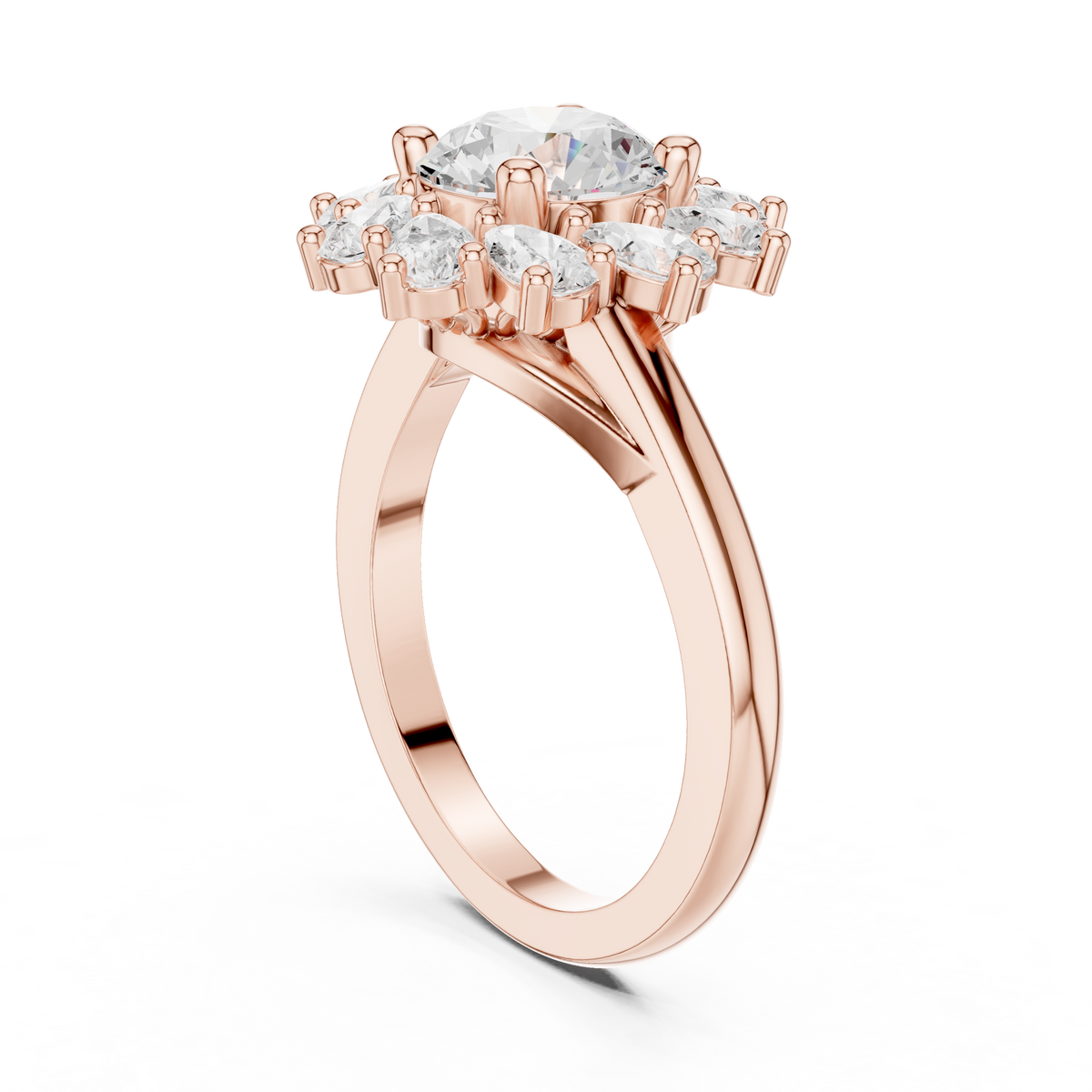 2.43ct TW Round Lab-Grown Diamond En Fleur Floral Ring
