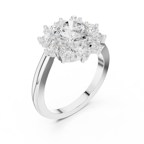2.43ct TW Round Lab-Grown Diamond En Fleur Floral Ring