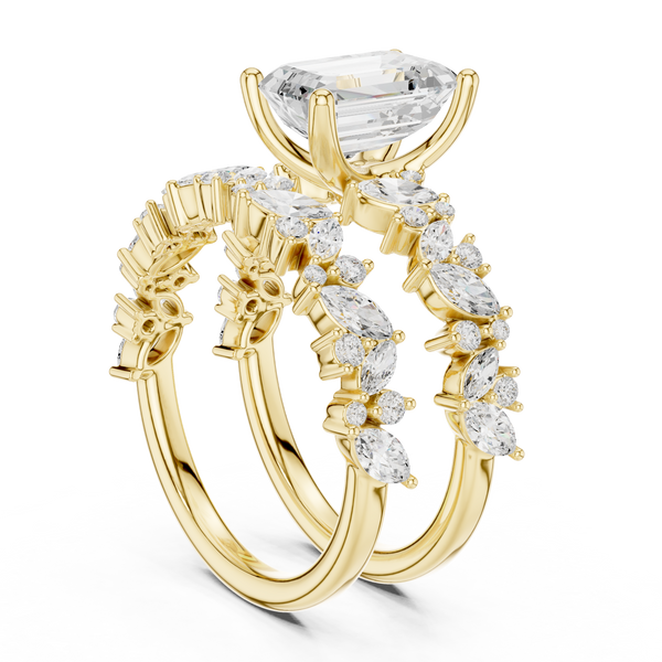 3ct TW Emerald Cut Lab-Grown Diamond Bridal Ring Set