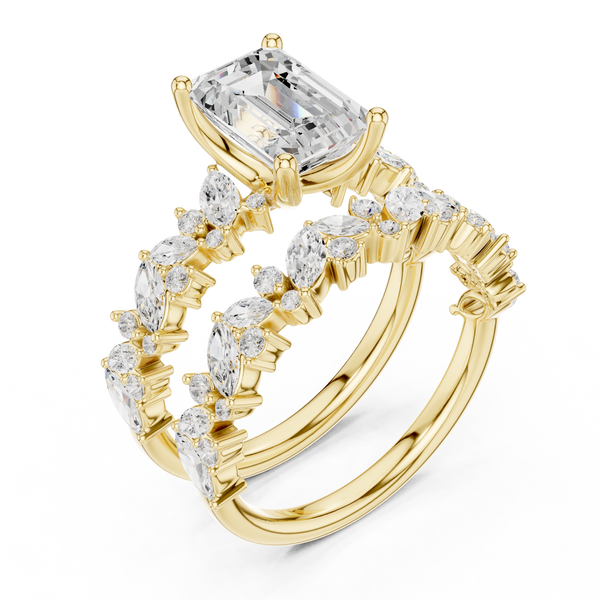 3ct TW Emerald Cut Lab-Grown Diamond Bridal Ring Set