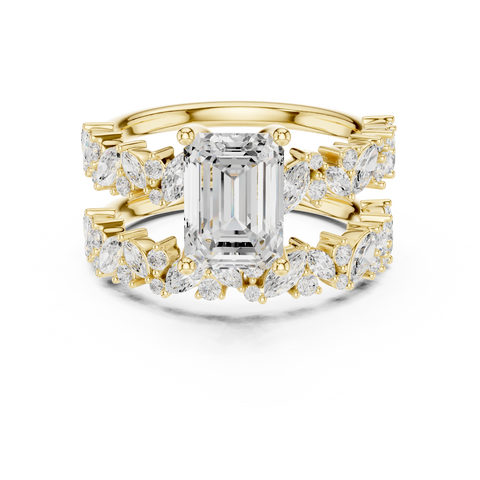 3ct TW Emerald Cut Lab-Grown Diamond Bridal Ring Set