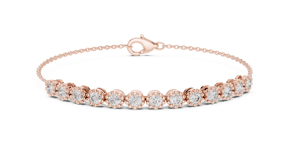 1.43ct TW Round Lab-Grown Diamond Cluster Station Bracelet
