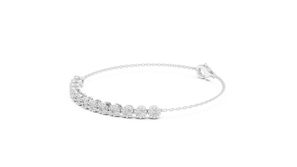 1.43ct TW Round Lab-Grown Diamond Cluster Station Bracelet