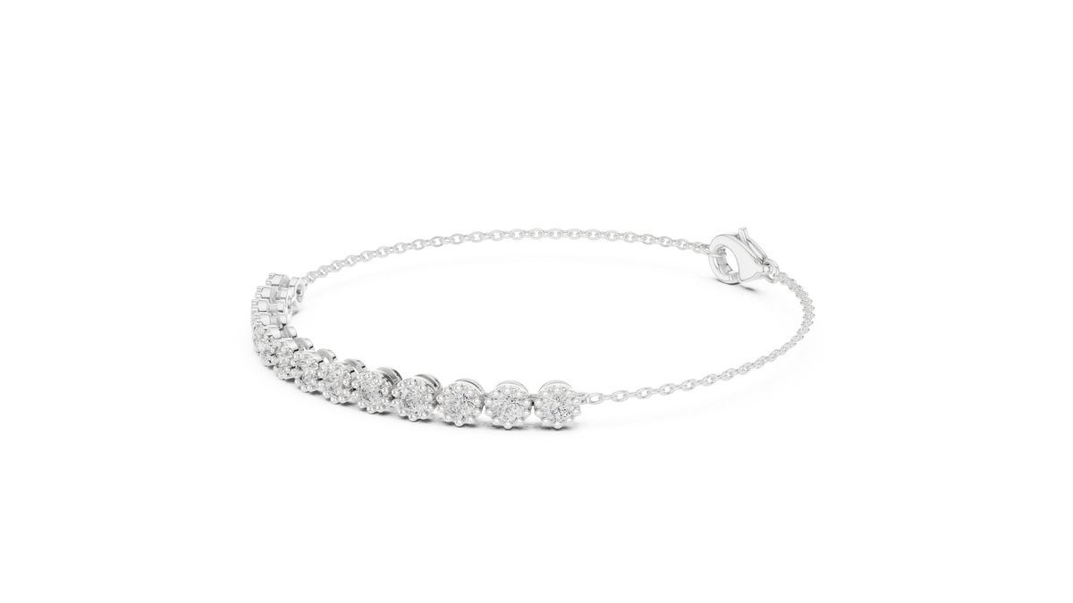 1.43ct TW Round Lab-Grown Diamond Cluster Station Bracelet