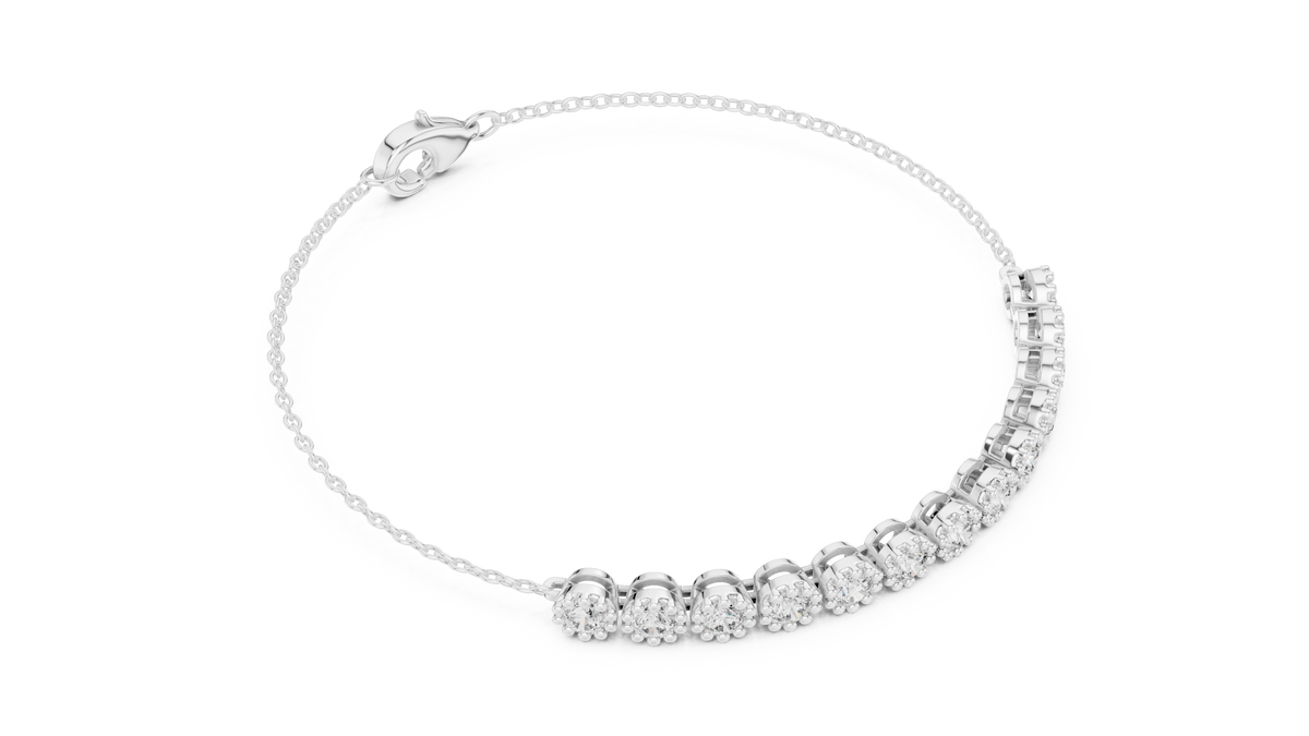 1.43ct TW Round Lab-Grown Diamond Cluster Station Bracelet