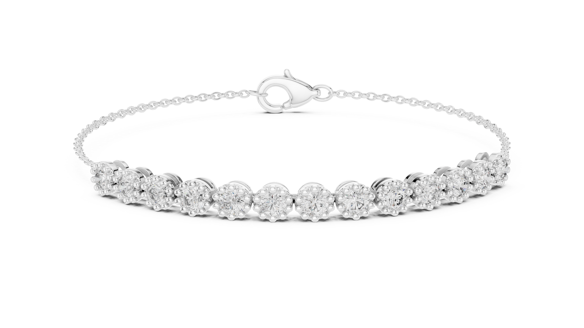 1.43ct TW Round Lab-Grown Diamond Cluster Station Bracelet