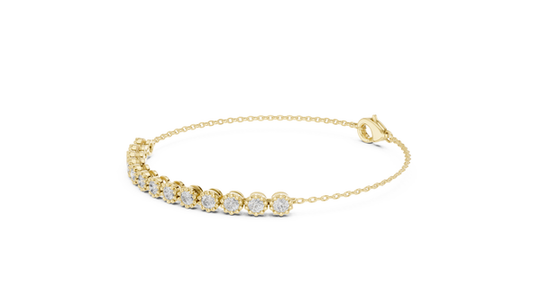 1.43ct TW Round Lab-Grown Diamond Cluster Station Bracelet