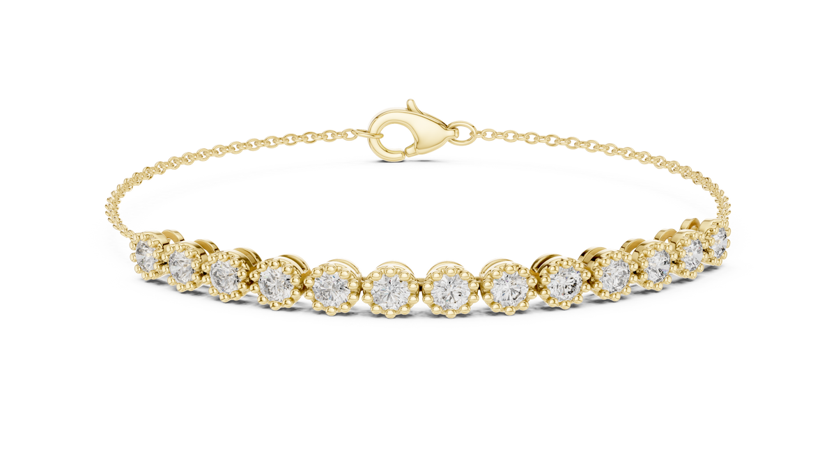 1.43ct TW Round Lab-Grown Diamond Cluster Station Bracelet