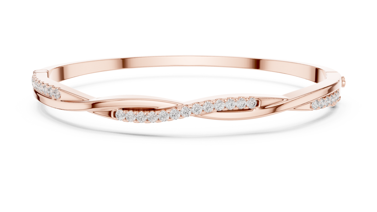 0.70ct TW Round Lab-Grown Diamond Twist Bangle