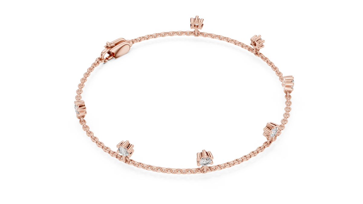 0.77ct TW Round Lab-Grown Diamond Station Bracelet