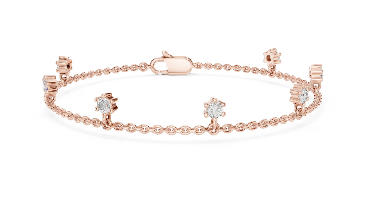 0.77ct TW Round Lab-Grown Diamond Station Bracelet