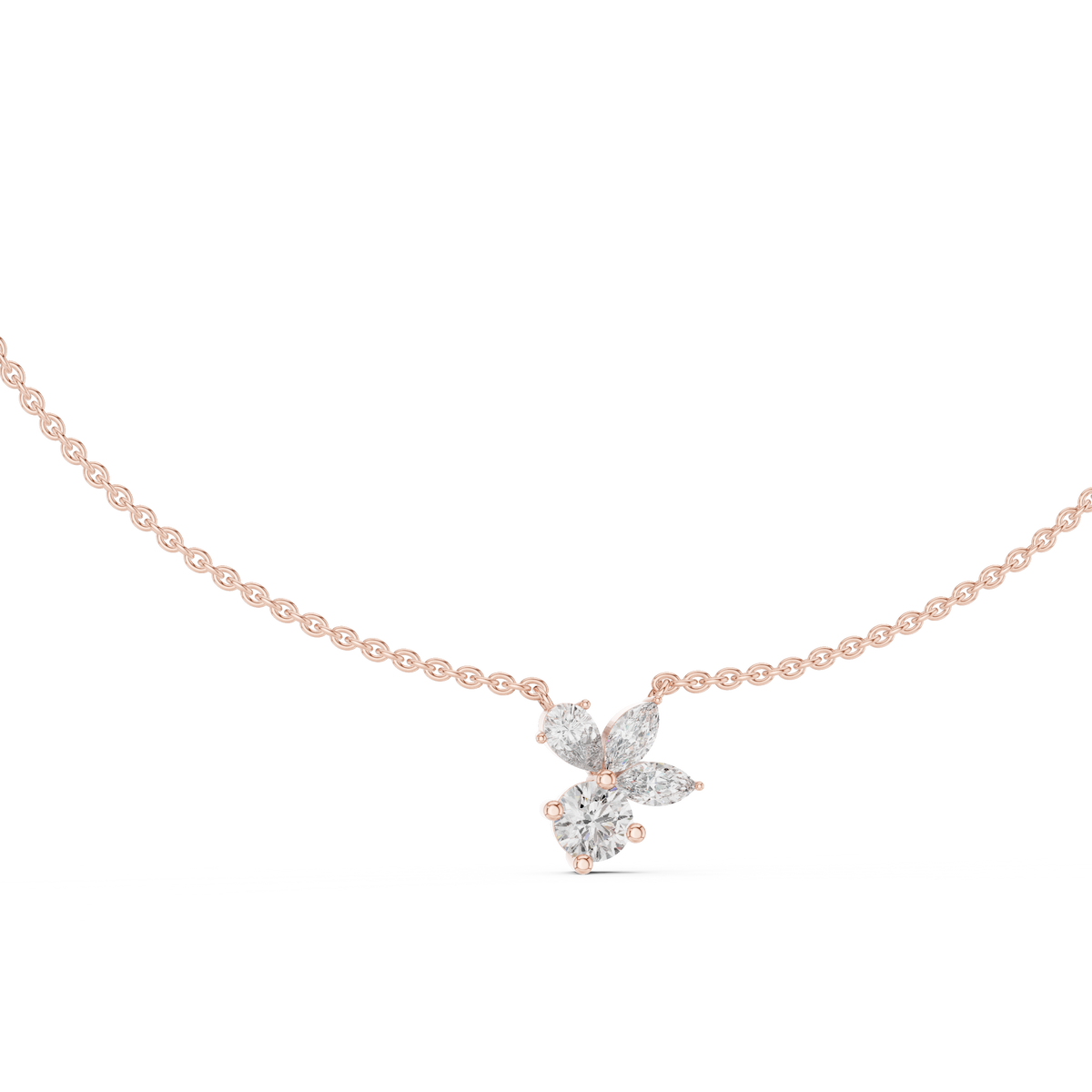 2.12ct TW Mixed Shape Lab-Grown Diamond Flower Cluster Pendant Necklace