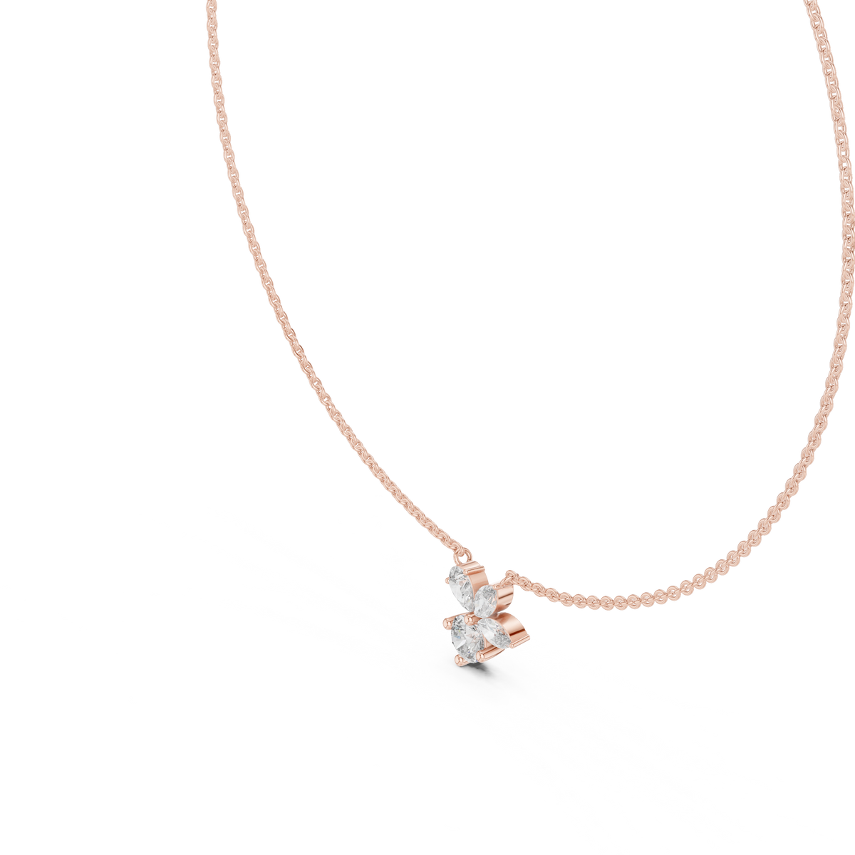 2.12ct TW Mixed Shape Lab-Grown Diamond Flower Cluster Pendant Necklace