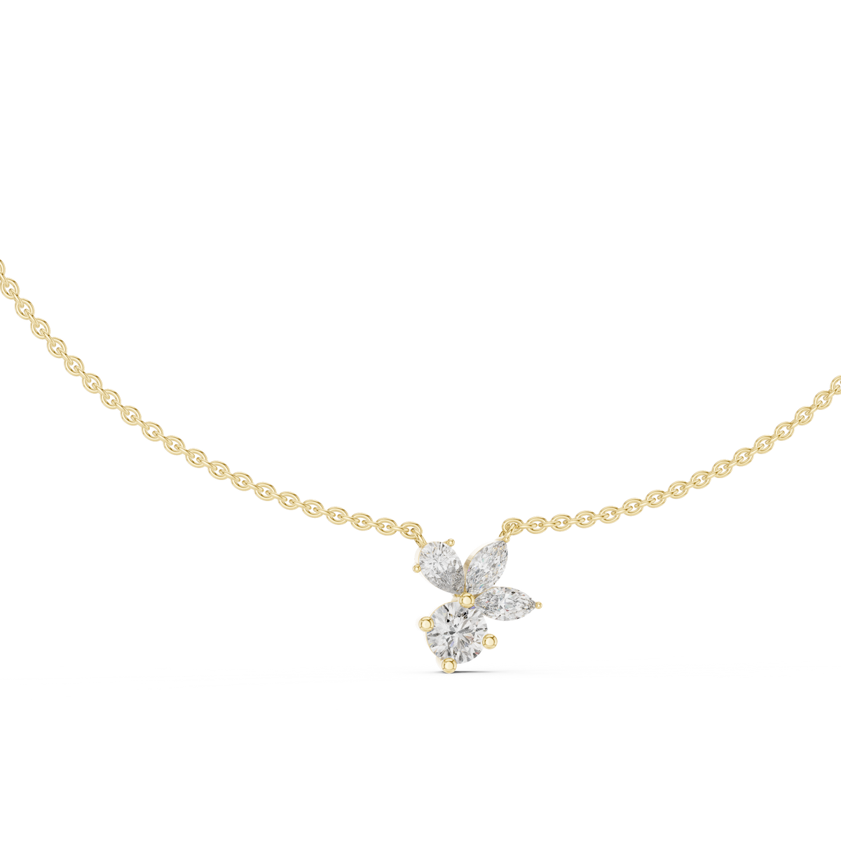 2.12ct TW Mixed Shape Lab-Grown Diamond Flower Cluster Pendant Necklace