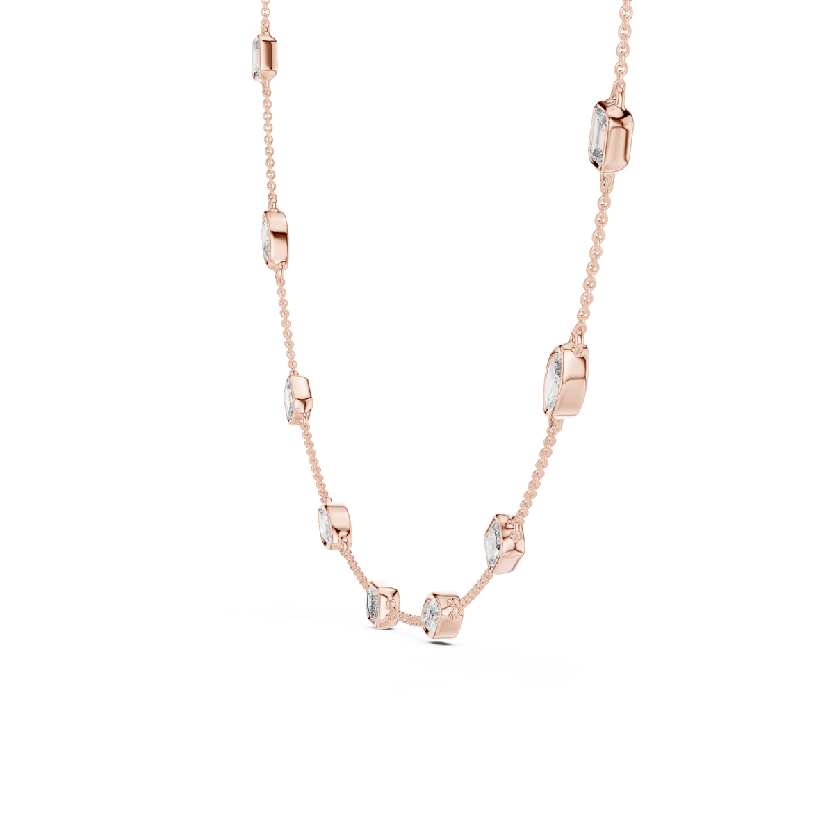 2.8ct TW Emerald and Marquise Lab-Grown Diamond Station Necklace