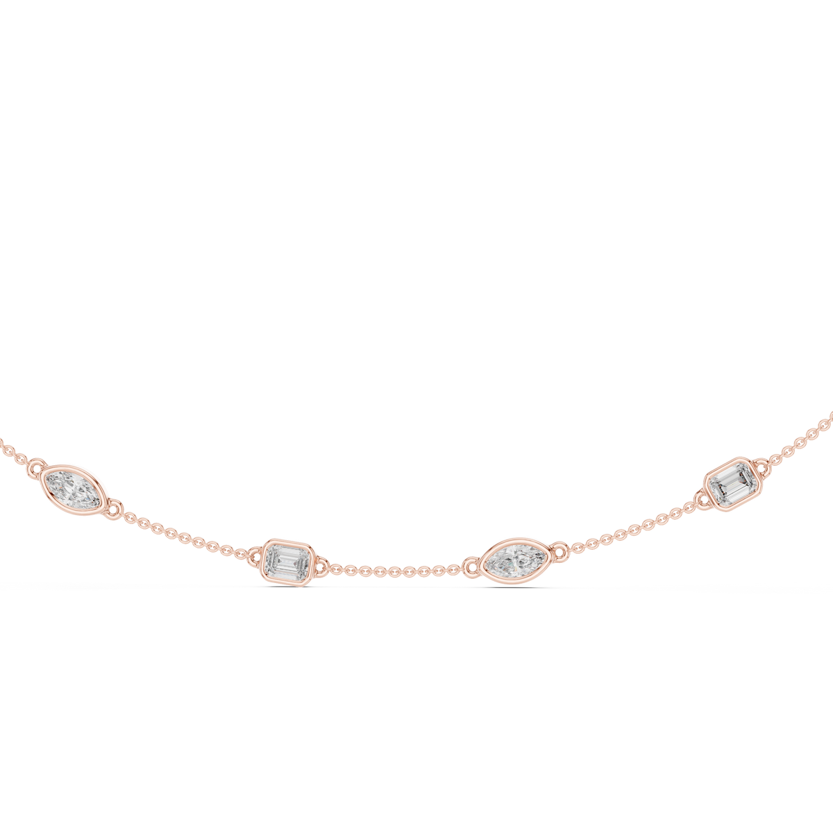 2.8ct TW Emerald and Marquise Lab-Grown Diamond Station Necklace