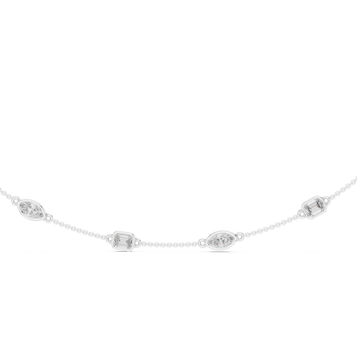 2.8ct TW Emerald and Marquise Lab-Grown Diamond Station Necklace