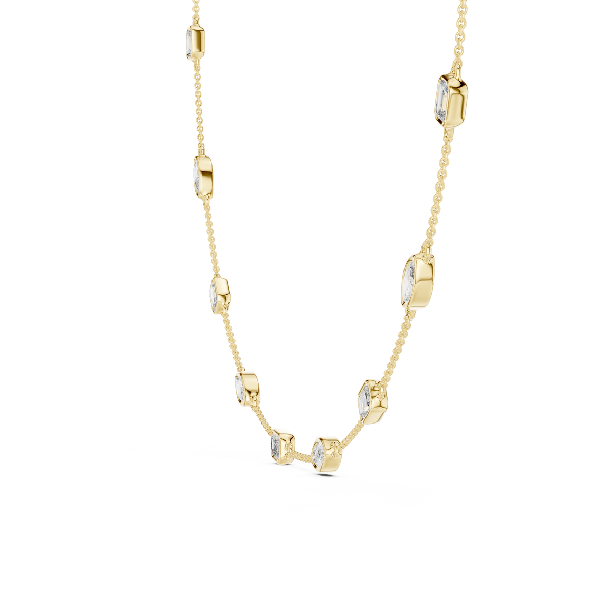 2.8ct TW Emerald and Marquise Lab-Grown Diamond Station Necklace