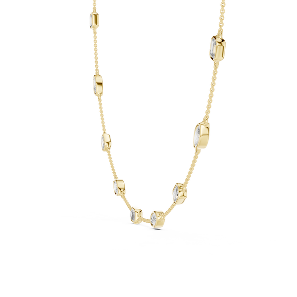 2.8ct TW Emerald and Marquise Lab-Grown Diamond Station Necklace