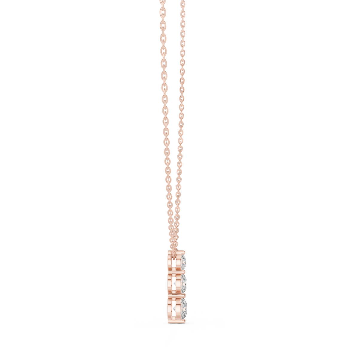 1.11ct TW Round Lab-Grown Diamond Three Stone Pendant Necklace