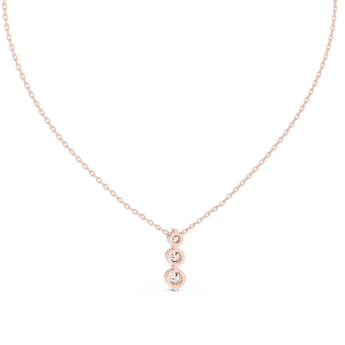 1.11ct TW Round Lab-Grown Diamond Three Stone Pendant Necklace