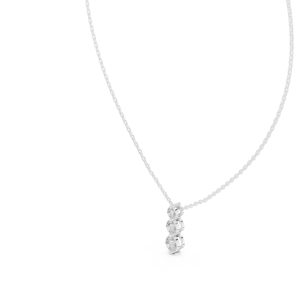 1.11ct TW Round Lab-Grown Diamond Three Stone Pendant Necklace