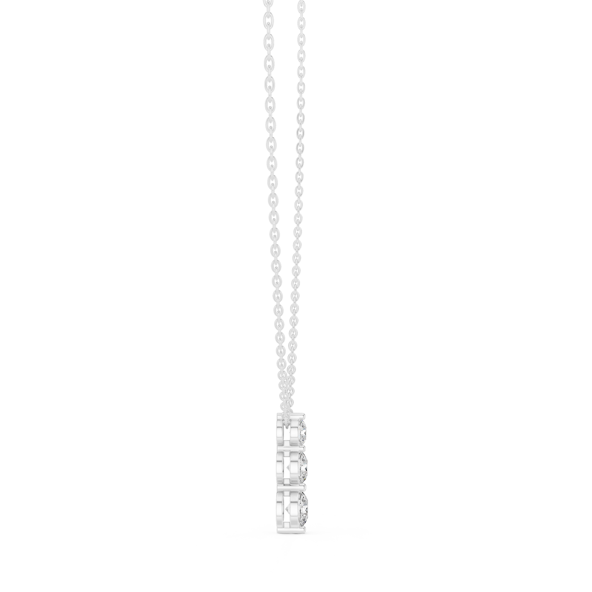 1.11ct TW Round Lab-Grown Diamond Three Stone Pendant Necklace