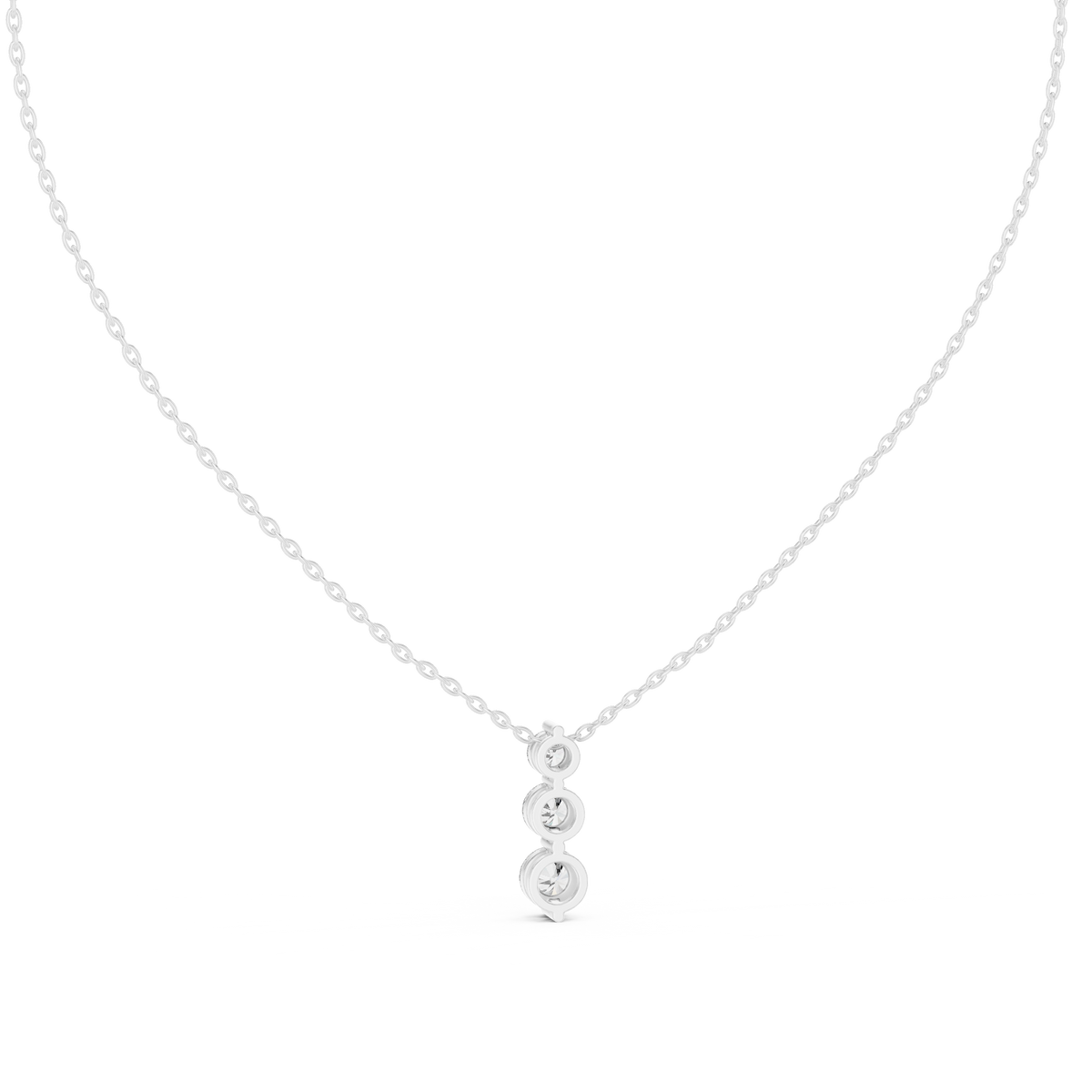 1.11ct TW Round Lab-Grown Diamond Three Stone Pendant Necklace