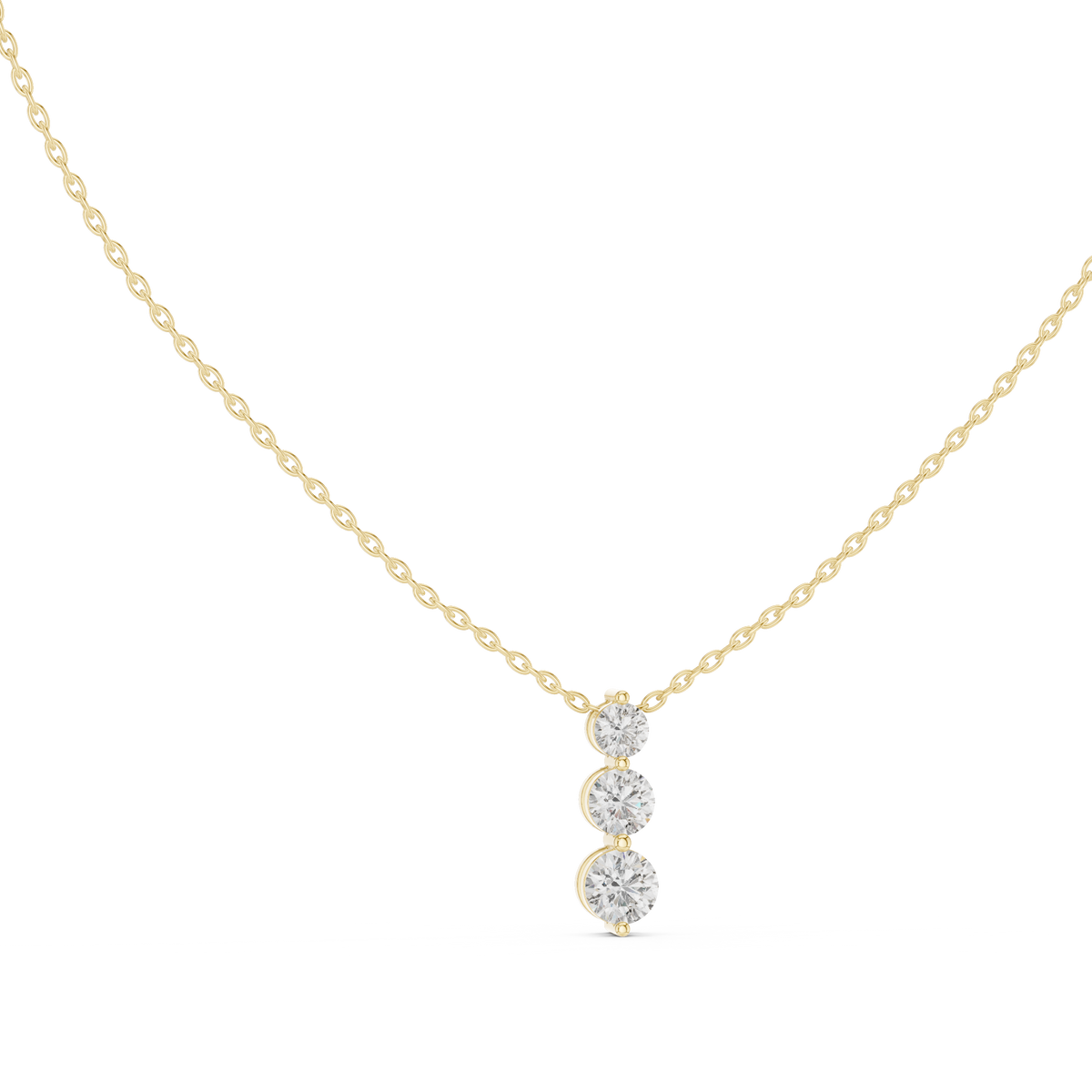 1.11ct TW Round Lab-Grown Diamond Three Stone Pendant Necklace