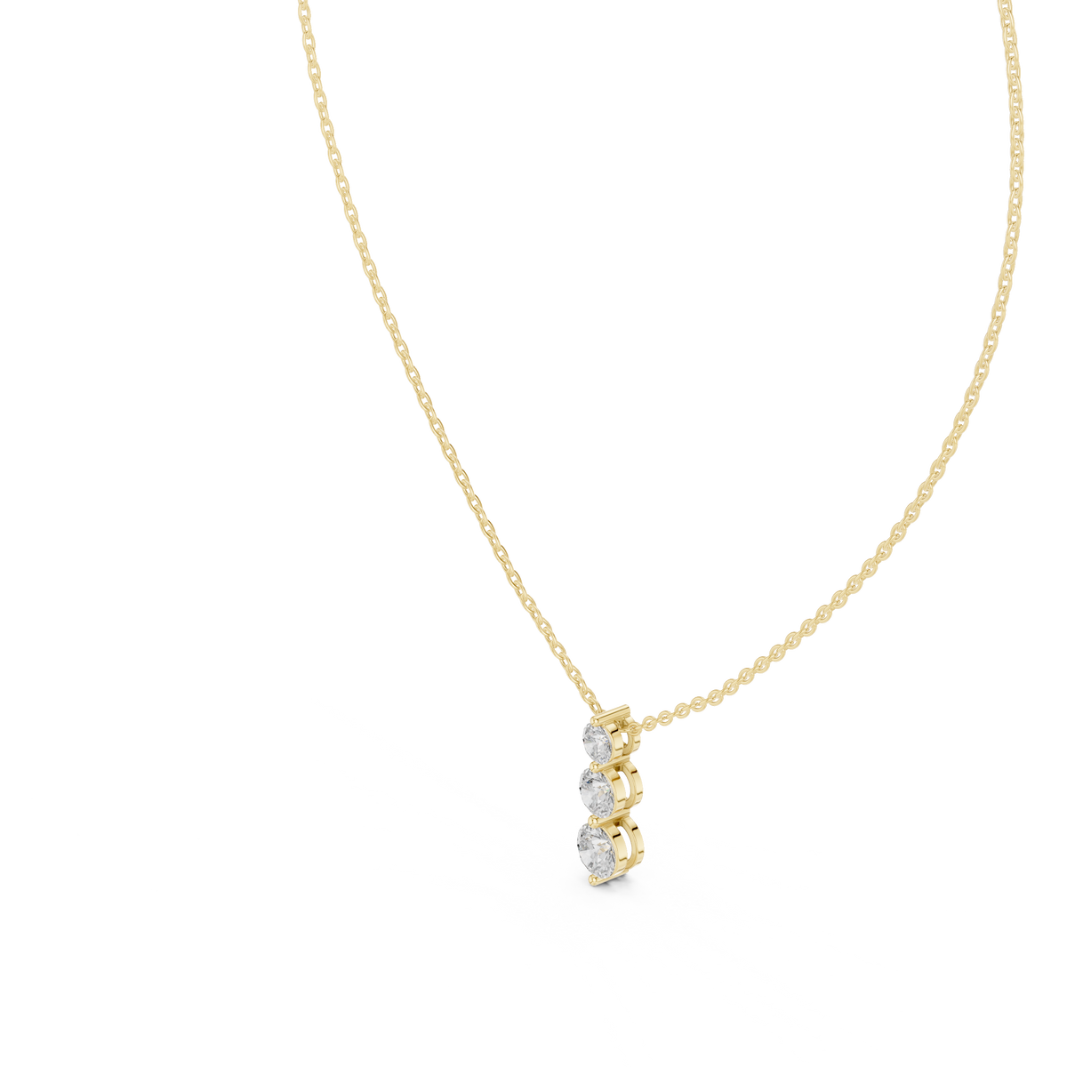 1.11ct TW Round Lab-Grown Diamond Three Stone Pendant Necklace