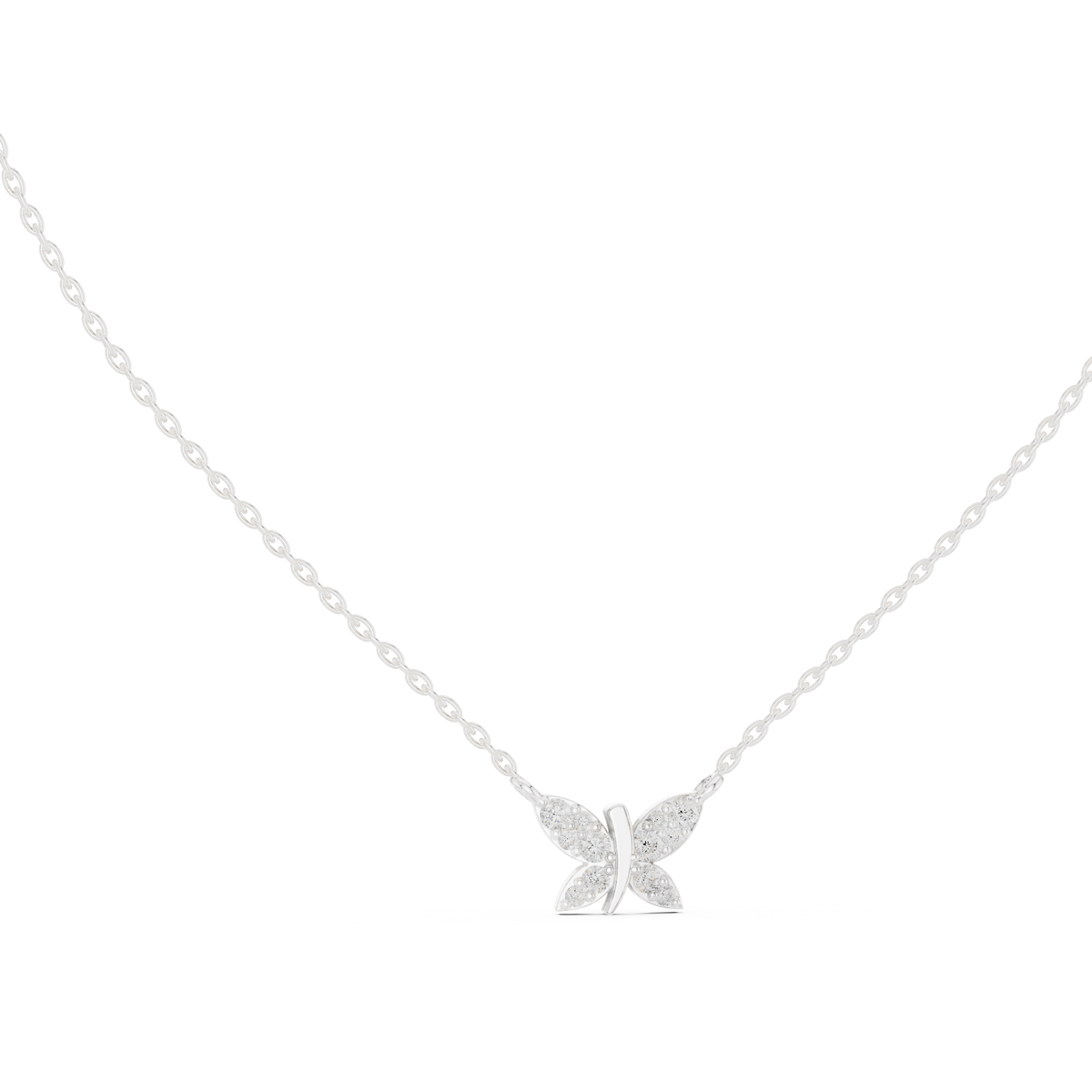 0.24ct TW Round Lab-Grown Diamond Butterfly Pendant Necklace