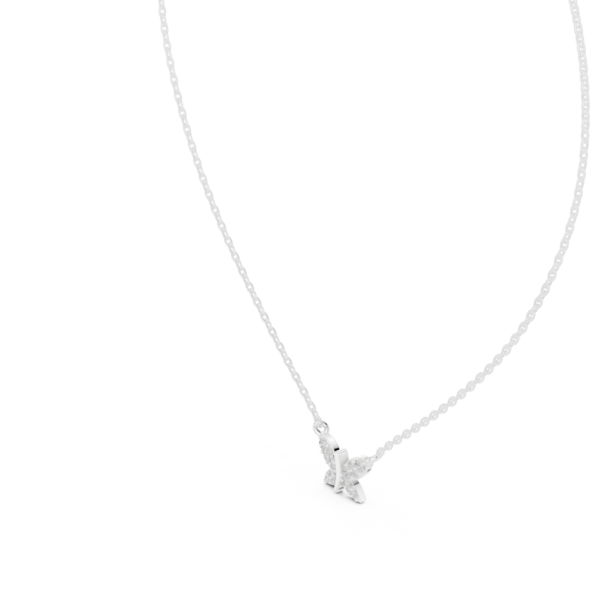0.24ct TW Round Lab-Grown Diamond Butterfly Pendant Necklace