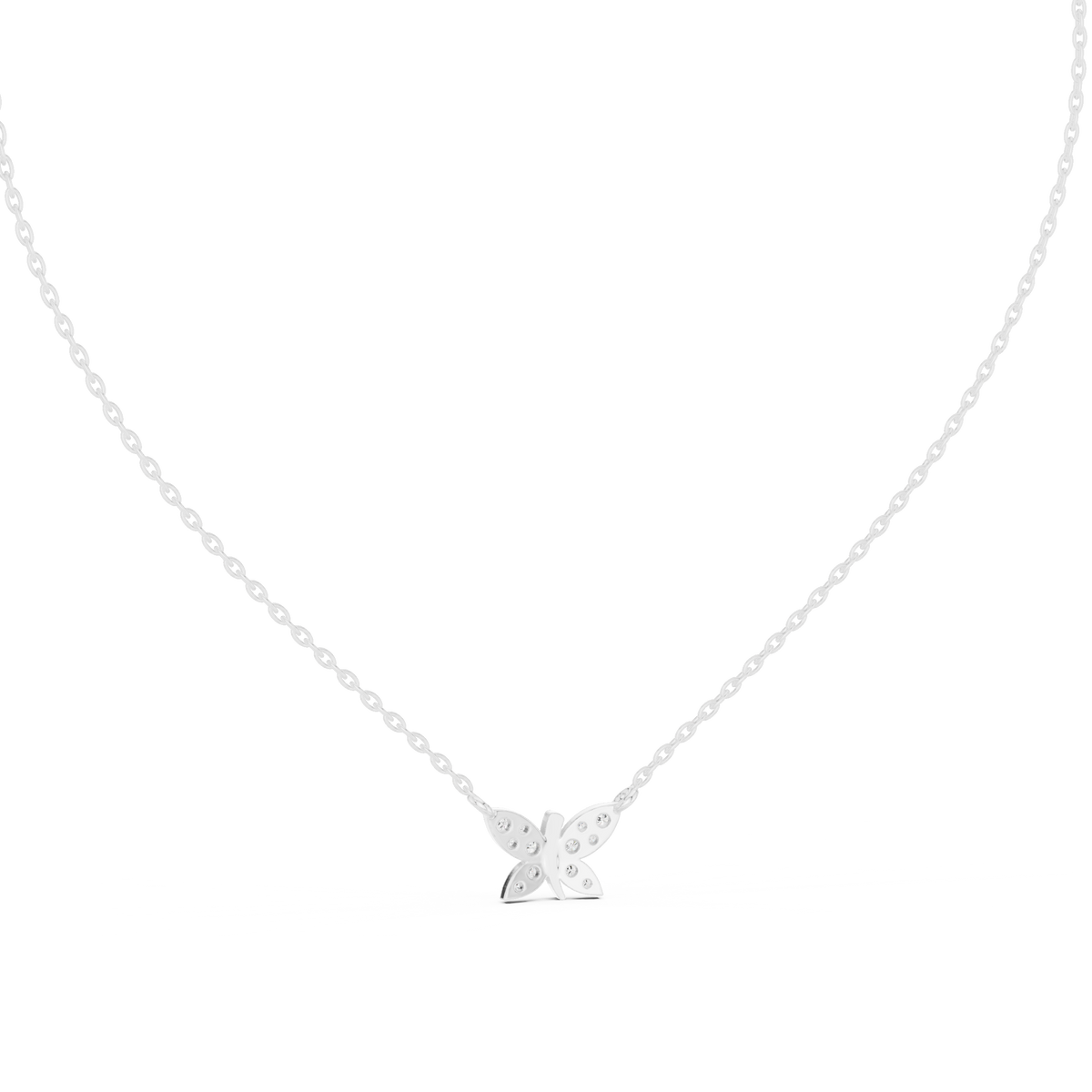 0.24ct TW Round Lab-Grown Diamond Butterfly Pendant Necklace