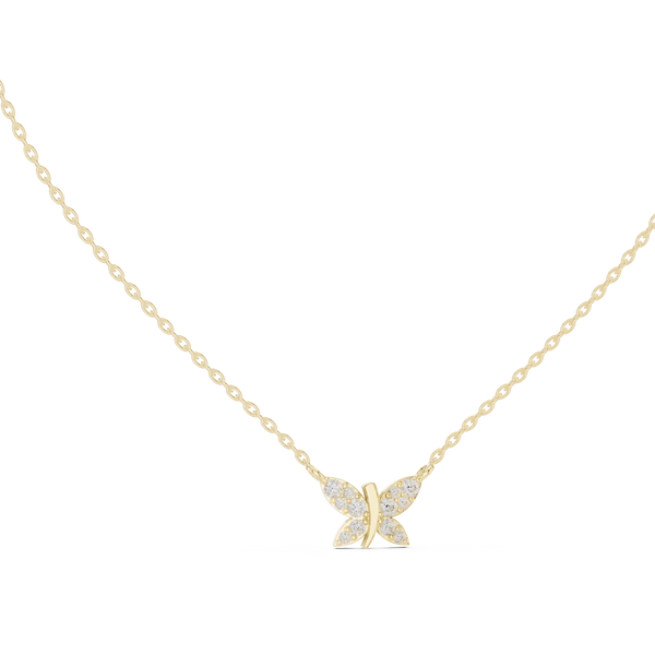 0.24ct TW Round Lab-Grown Diamond Butterfly Pendant Necklace