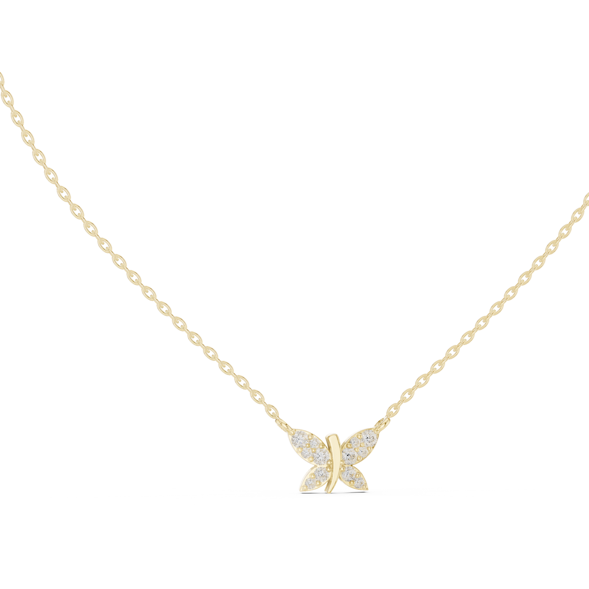 0.24ct TW Round Lab-Grown Diamond Butterfly Pendant Necklace