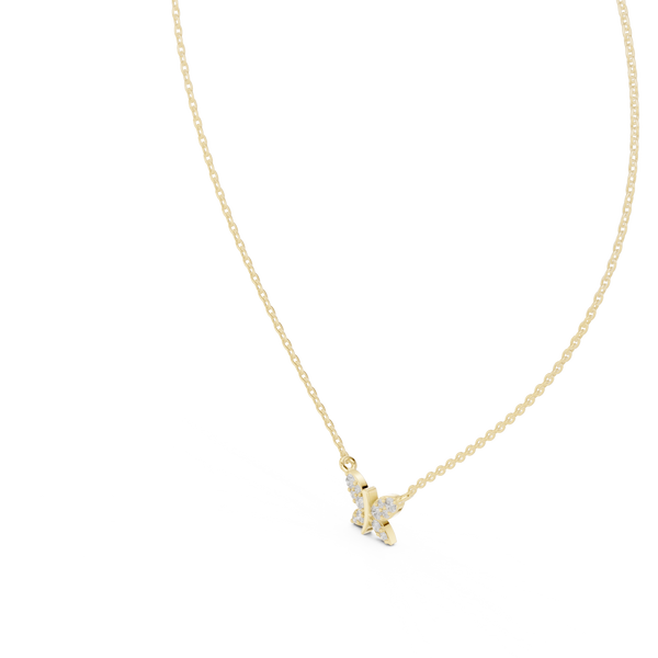 0.24ct TW Round Lab-Grown Diamond Butterfly Pendant Necklace