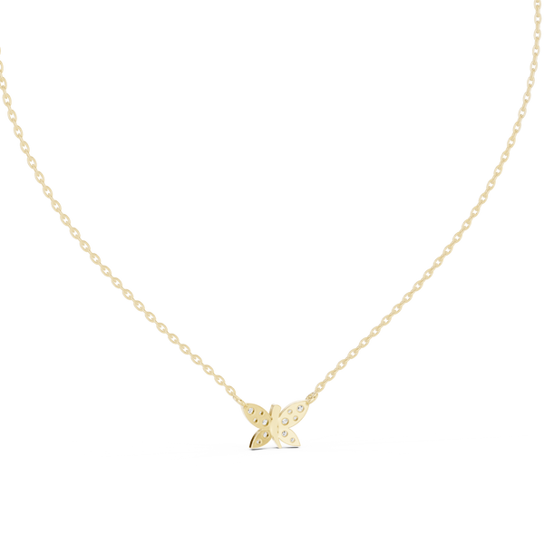 0.24ct TW Round Lab-Grown Diamond Butterfly Pendant Necklace