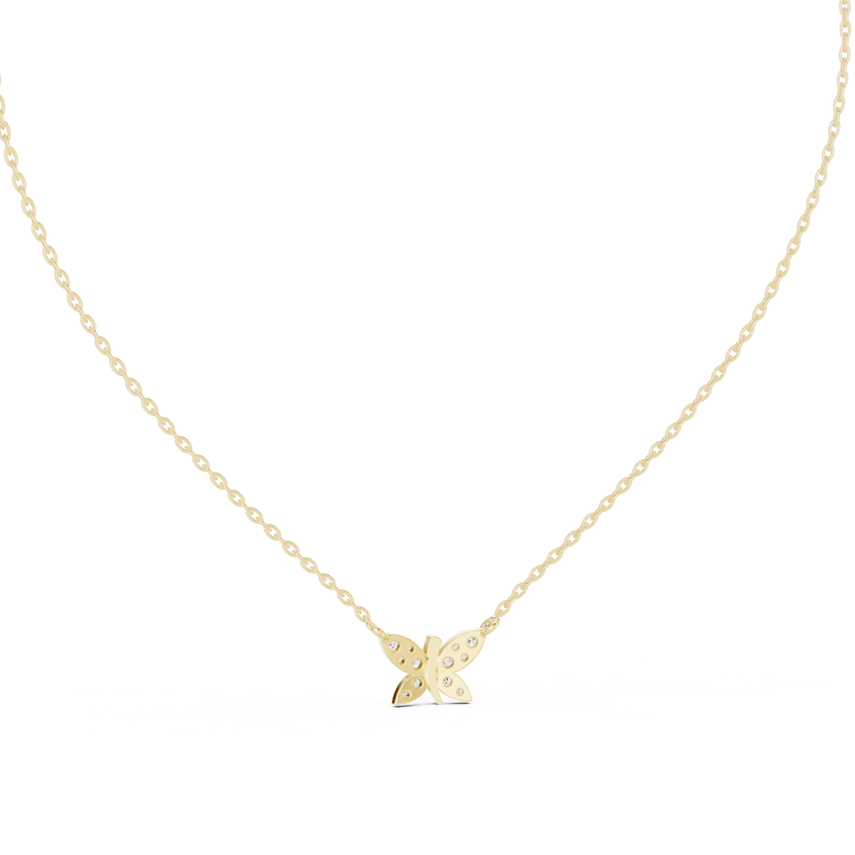 0.24ct TW Round Lab-Grown Diamond Butterfly Pendant Necklace
